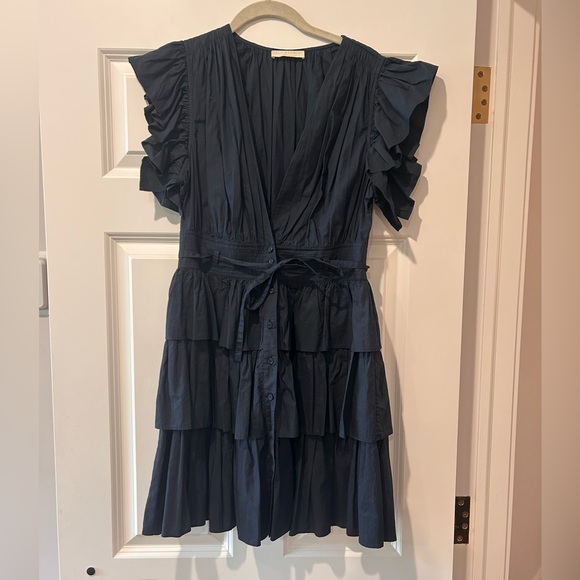 Ulla Johnson Sean tiered mini dress in midnight blue - Picture 4 of 8